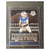 Collection of 9 2024 Panini NFL Football Trading Cards Including Amon-Ra St. Brown, Josh Allen, Lamar Jackson