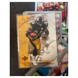 Collection of NFL Football Trading Cards featuring Favre, Sanders, Smith, Aikman, Lewis, Bettis and More