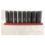 Set of 7 Impact Socket Wrenches with Organizer Rail