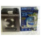 Portable Misting Fan and Arctic Air Grip Go Clamp-On Air Cooler Set
