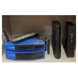 Lot of 2 Linksys Routers, Arris Modem, Frontier Modem, and Remote