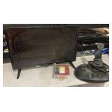 Electronics Assortment with Monitor, Microsoft SideWinder Joystick, and Motion Sensor Switch