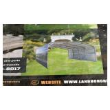 Landhonor 20ft x 12ft All-Steel Carport with 10ft Sidewalls in Crate