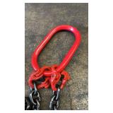 Set of 2: 2-Leg Lifting Chain Sling with Red Oblong Rings and Hooks