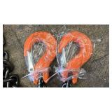 Set of 2: 2-Leg Lifting Chain Sling with Red Oblong Rings and Hooks