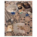 1 Box Jewelry, Gold Plated Golf Tees, & Watches