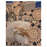 1 Box Jewelry, Gold Plated Golf Tees, & Watches