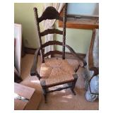Vintage Wicker Bottom Wooden Rocking Chair