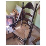 Vintage Wicker Bottom Wooden Rocking Chair