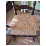 Vintage Wicker Bottom Wooden Rocking Chair