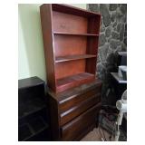 Wood Shelf & 5 Drawer Dresser