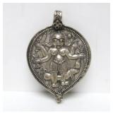 Large Old Vintage Genuine Silver Hindu Shiva Pendant