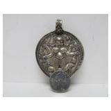 Large Old Vintage Genuine Silver Hindu Shiva Pendant