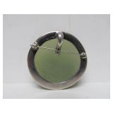 Sterling Silver Running Horse Brooch Pendant w/Pale Green Stone