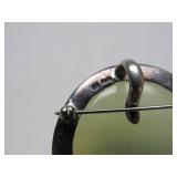 Sterling Silver Running Horse Brooch Pendant w/Pale Green Stone
