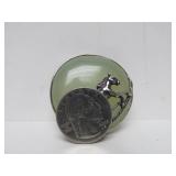 Sterling Silver Running Horse Brooch Pendant w/Pale Green Stone