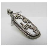 Larger Sterling Silver Pendant w/Birds on White Stone or Bone