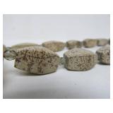 Large Stone Beaded Oriental Necklace w/Large Carved Bone Dual Jaguar/Tiger Pendant