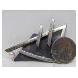 Excellent Larger Sterling Silver Sculptural Modernist Brooch w/Genuine Pearl