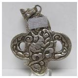 Vintage Tibetan Silver Snake Pendant w/Turquoise