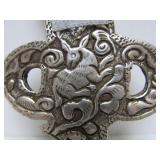 Vintage Tibetan Silver Snake Pendant w/Turquoise