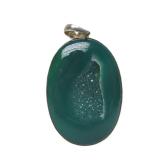 Very Nice Larger Green Onyx & Sterling Silver Pendant w/Earrings