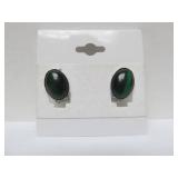 Very Nice Larger Green Onyx & Sterling Silver Pendant w/Earrings