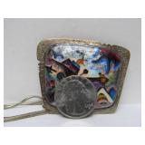 Fantastic Large Sterling Silver & Cloisonné Enamel Pendant Necklace by C.R. Dunetz