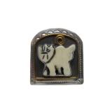 Signed Sterling Silver & Carved Bone Brooch