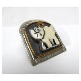 Signed Sterling Silver & Carved Bone Brooch