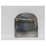 Signed Sterling Silver & Carved Bone Brooch