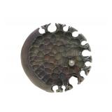 Excellent Sterling Silver Round Brutalist Brooch w/Pearl
