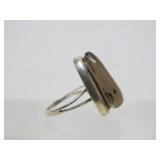 Wonderful Signed Vintage BURLE MARX Carved Smoky Quartz "Forma Livre" Sterling Silver Ring - Size 6