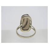 Wonderful Signed Vintage BURLE MARX Carved Smoky Quartz "Forma Livre" Sterling Silver Ring - Size 6