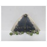Lovely signed Sterling Silver Triangular Brooch w/Enamelwork Face by Susan Crow Metz