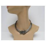 Large Vintage Sterling Silver "Knotted" Necklace