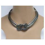 Large Vintage Sterling Silver "Knotted" Necklace