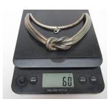 Large Vintage Sterling Silver "Knotted" Necklace