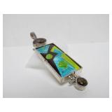 Large & Exceptional Sterling Silver, Cloisonné Enamel & Gemstone Pendant by William Bailey