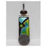 Large & Exceptional Sterling Silver, Cloisonné Enamel & Gemstone Pendant by William Bailey