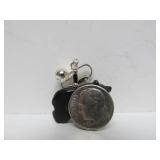 Pair of Carved Jet stone & Sterling Silver Native American Bear Fetish Earrings