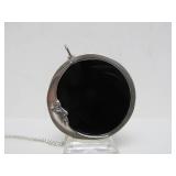 Sterling Silver & Black Onyx or Glass Moon Pendant