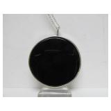 Sterling Silver & Black Onyx or Glass Moon Pendant