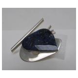 Great Looking Sculptural Modernist Sterling Silver & Sodalite Brooch
