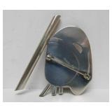 Great Looking Sculptural Modernist Sterling Silver & Sodalite Brooch