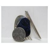 Great Looking Sculptural Modernist Sterling Silver & Sodalite Brooch