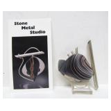 Great Looking Sculptural Modernist Sterling Silver & Botswana Agate Brooch