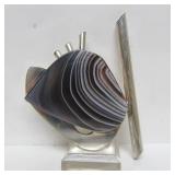 Great Looking Sculptural Modernist Sterling Silver & Botswana Agate Brooch