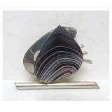 Great Looking Sculptural Modernist Sterling Silver & Botswana Agate Brooch