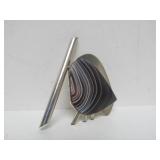 Great Looking Sculptural Modernist Sterling Silver & Botswana Agate Brooch
